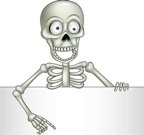 cartoon skeleton holding blank sign stock vector