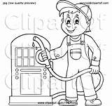 Gas Station Clipart Attendant Nozzle Lineart Holding Illustration Visekart Royalty Vector 2021 Clip sketch template