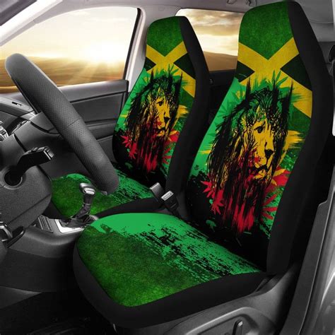 Jamaica Jamaican Lion Car Seat Covers Set Of Two A7 In
