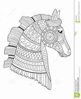 Cheval Boek Zentangle Cavallo Vectorillustratie Paard Kleurende Trojan Adultes Kleurend Zeepaardje Vectorstock Apokusay sketch template