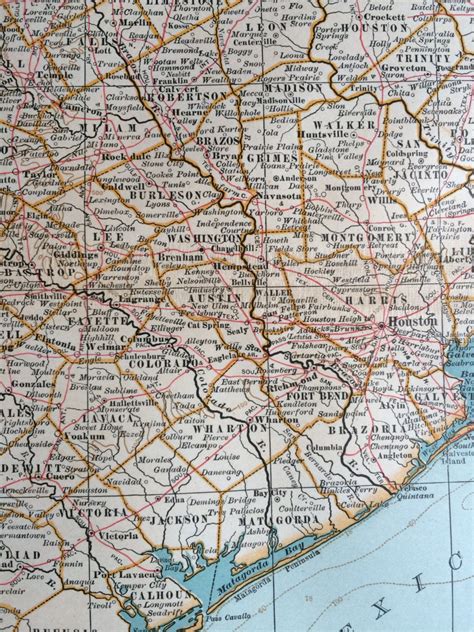 east texas original large antique map  state map tx wall