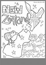 Zealand Pages Coloring Flag Colouring Nz Kids Waitangi Alley Doodle Maori sketch template