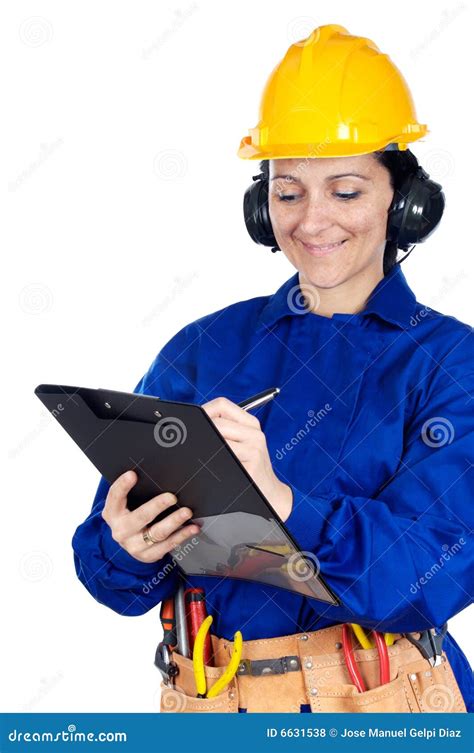lady construction worker royalty  stock  image