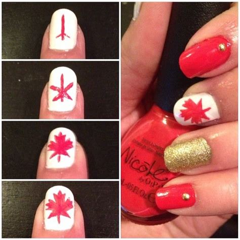 maple leaf canadian nail art design makeupbysehar autumn nails