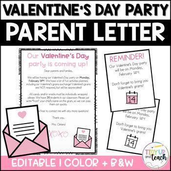 valentines day classroom party letter  parents  tidy   teach