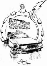 Back Future Drawing Coloring Pages Delorean Movie Template Hand Getdrawings sketch template