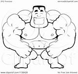 Cartoon Coloring Bodybuilder Beefy Body Muscular Builder Beefcake Outlined Buff Clipart Illustration Lineart Competitor Giving Two Thumbs Thoman Cory Royalty sketch template