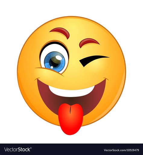 yellow smiley winking  showing tongue vector image