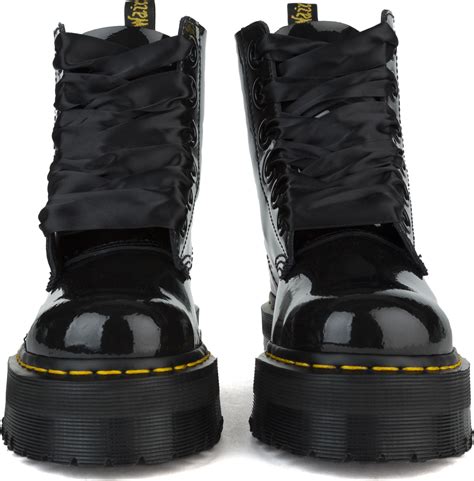 dr martens  women molly patent black platform boots black