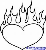 Fire Flames Coloring Heart Draw Drawing Pages Step Drawings Easy Cartoon Hearts Tattoo Tattoos Clip Clipart Beginners Culture Pop Outlines sketch template