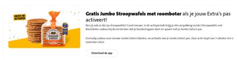 gratis pakje stroopwafels bij activering jumbo extras pas