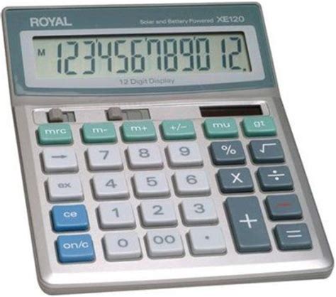 royal xe desktop calculator  digit  large angled display dual powered solar
