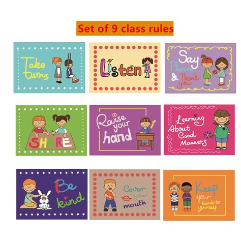 buy santsun 9 good habits polite class rules teacher classroom signs
