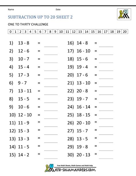 math worksheet  grade  subtraction