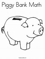 Bank Piggy Coloring Math Outline Pages Money Pig Saving Drive Cliparts Food Clipart Template Noodle Twisty Worksheet Twistynoodle Library Popular sketch template