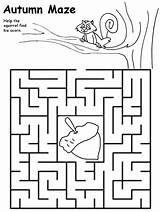 Maze Autumn Mazes Preschool Fall Printable Kids Worksheets Activities Bludiště Kindergarten Worksheet Labirinti Tardor Laberint Labirent Coloring Puzzles Children Pages sketch template