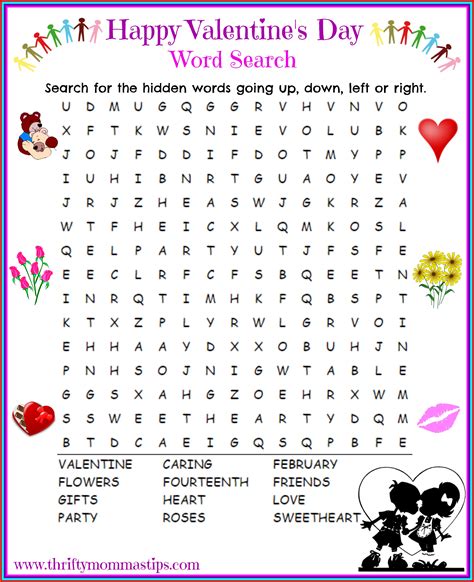 valentine  day word search printable word search printable