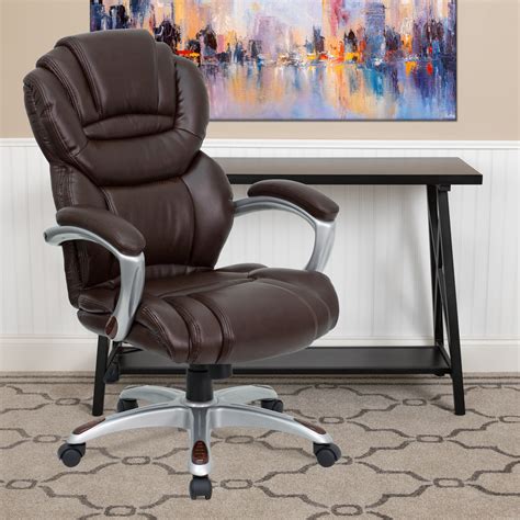 flash furniture high  brown leathersoft executive swivel ergonomic office chair  arms