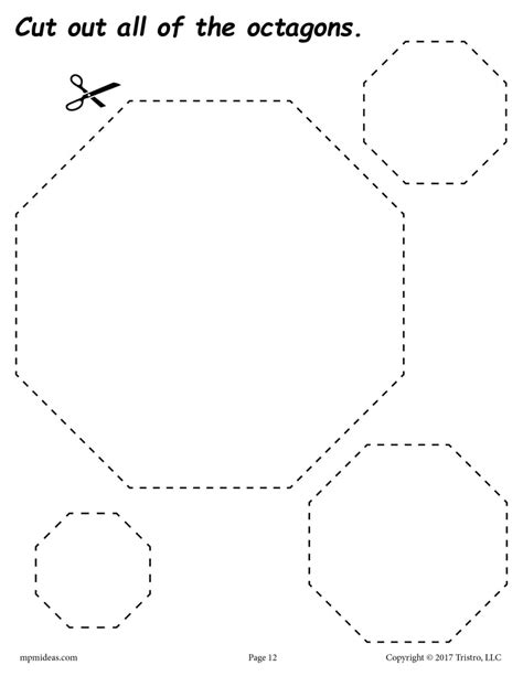 octagons cutting worksheet octagons tracing coloring page supplyme