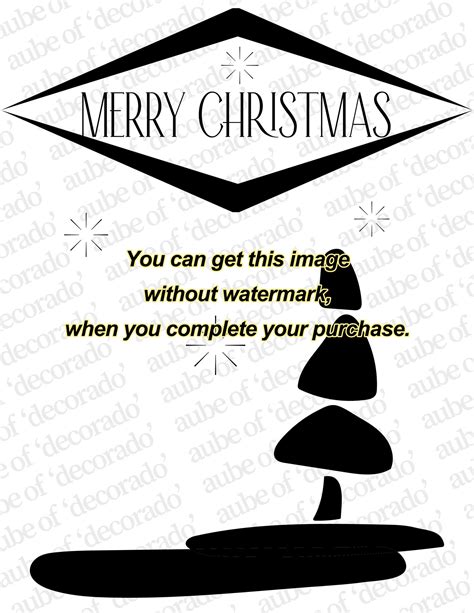printable card  christmas black  white postcard holiday etsy