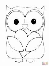 Coloring Owl Pages Valentine Heart Hugging Valentin Printable sketch template