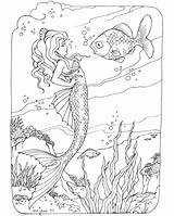 Mermaid Coloring Pages Printable Adult Book Printables Print Mermaids Realistic Sea Beautiful Sheets Kids Real Under Bjl Books Adults Fairy sketch template