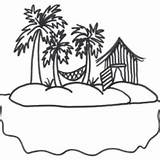 Ilha Colorir Cabana Palmeira Tudodesenhos sketch template