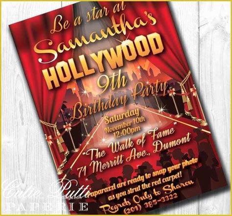 hollywood themed invitations  templates  hollywood party