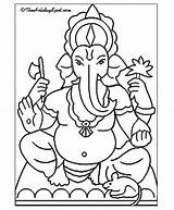Ganesha Color Drawing Ganesh Outline Coloring Pages Temple Getdrawings Return Paintingvalley sketch template