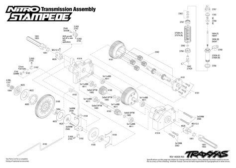 nitro stampede   transmission assembly exploded view traxxas