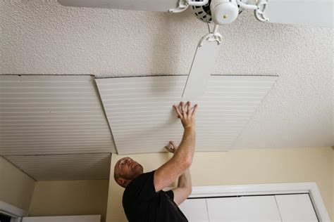 install beadboard ceiling panels