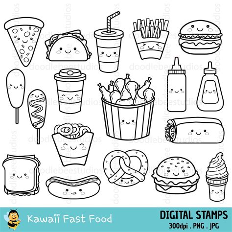 kawaii fast food clipart kawaii fast food clipart cute fast etsy