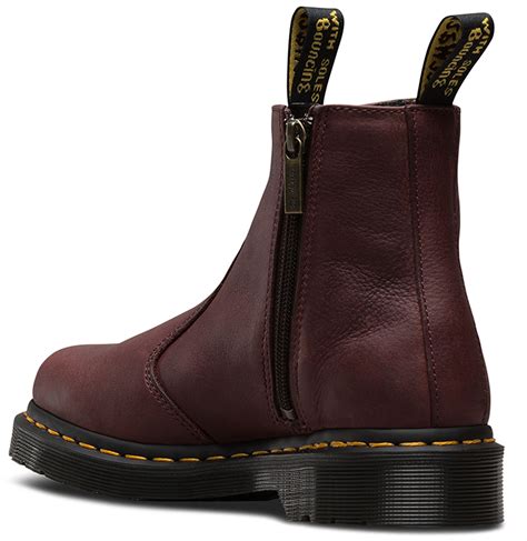 dr martens ladies  cherry grizzly leather chelsea dealer zip ankle