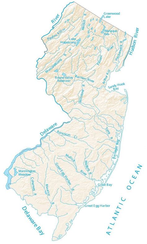 jersey lakes  rivers map gis geography