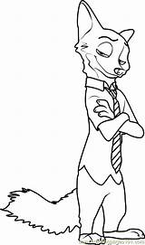Nick Wilde Coloring Zootopia Pages Color Cartoon Coloringpages101 Printable Online sketch template