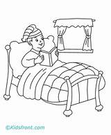 Bed Coloring Pages Boy Para Reading Book Drawing Cama Couple He Pintar Getdrawings Sitting Printable Template sketch template