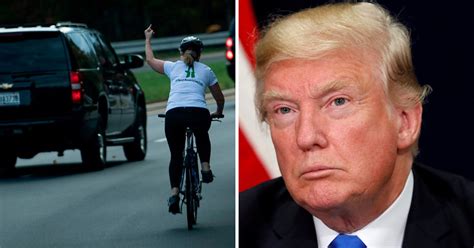 Cyclist Gives Trump The Finger As She Rides Past His