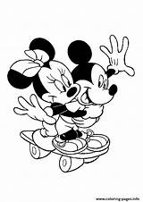 Mickey Mouse Coloring Pages Minnie Skate Board Printable Skating Cliparts Roller Print Library Clip Sheets Clipart sketch template