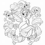 Mlp Twilight Friendship Drawing Sirene Fluttershy Girls sketch template