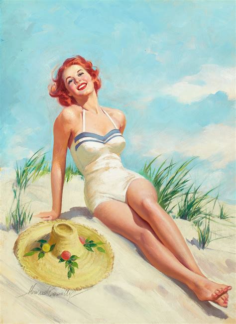vacation pin up and cartoon girls art vintage and