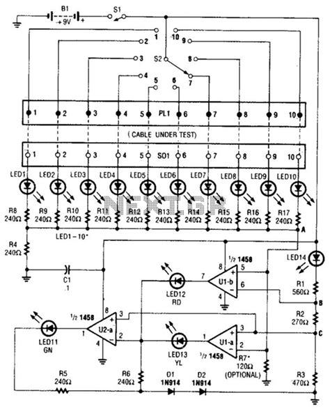 cable tester circuit  checker circuits  nextgr