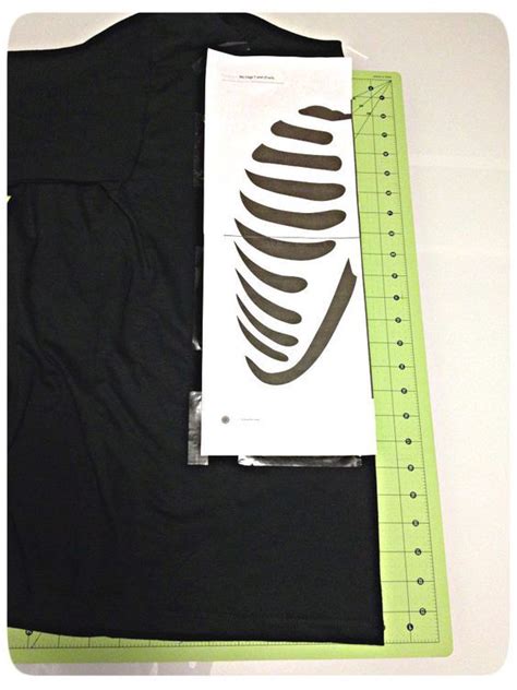rib cage  shirt cut  template place  front rib cage template