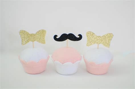 mustache  bowtie cupcake toppers  man cupcake toppers