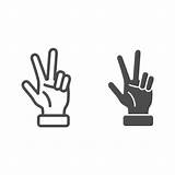 Doigts Trois Gesture Fingers Vector Gestures Animés Icônes Dessins Isolated sketch template