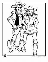 Coloring Cowboy Cowgirl Pages Dancing Dance Line Rodeo Cowboys Western Clipart Country Jr Animal Printable Adult Stamps Square Aliens Colouring sketch template