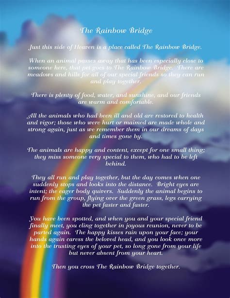 rainbow bridge poem printable printable world holiday