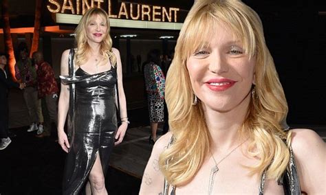 Courtney Love Flashes Her Cleavage At Saint Laurent By Hedi Silmane At