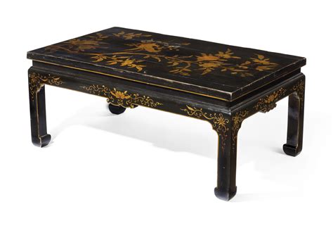 chinese black  gilt lacquer coffee table  century christies