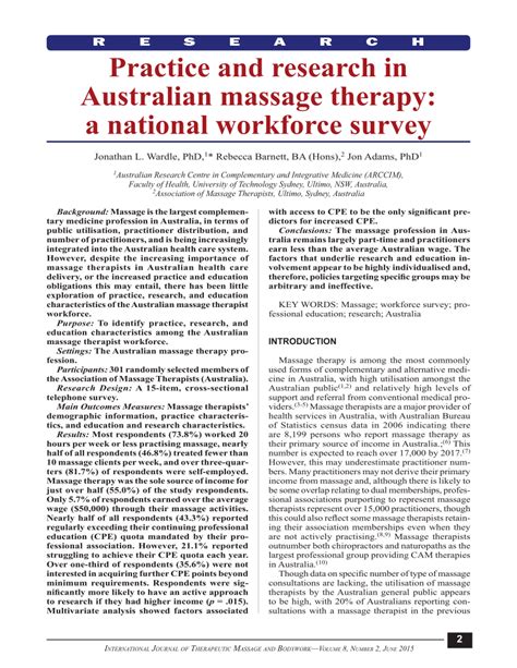 pdf practice and research in australian massage therapy a national