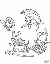 Marlin Arrecife Peces Ryby Reef Drukuj sketch template